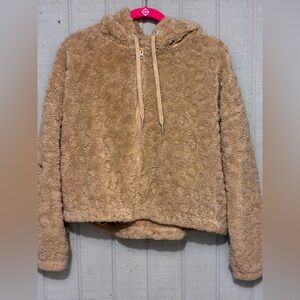 Cozy Tan faux fur Hoodie no boundaries  12-14